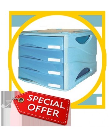 CASSETTIERA Smile ARC 4 cassetti AZZURRO traslucido - 2 pz