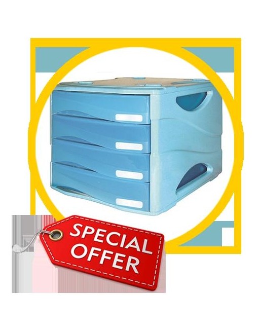 CASSETTIERA Smile ARC 4 cassetti AZZURRO traslucido - 2 pz