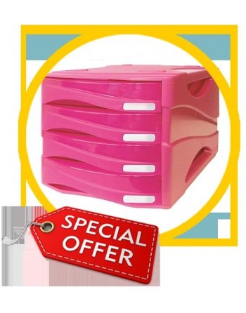 CASSETTIERA Smile ARC 4 cassetti FUCSIA traslucido - 2 pz