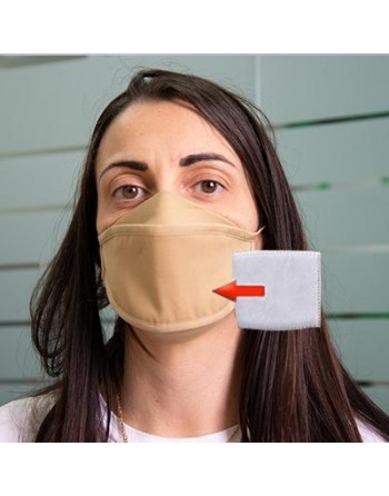Mascherina in cotone lavabile Porta-Filtro Beige TG:XS