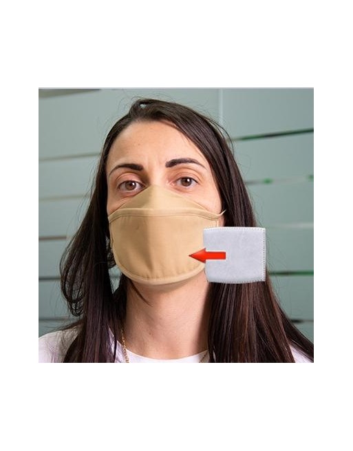 Mascherina in cotone lavabile Porta-Filtro Beige TG:XS