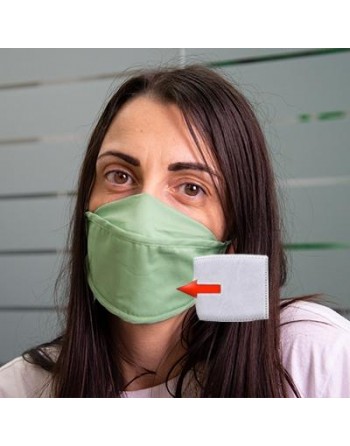 Mascherina in cotone lavabile Porta-Filtro Verde Chiaro TG:L