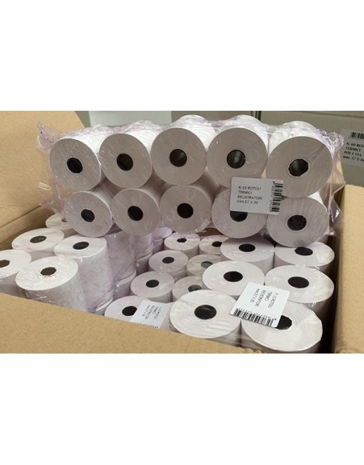 10x Rotolo per CASSA Omologato carta termica mm 57 x 30 mtl
