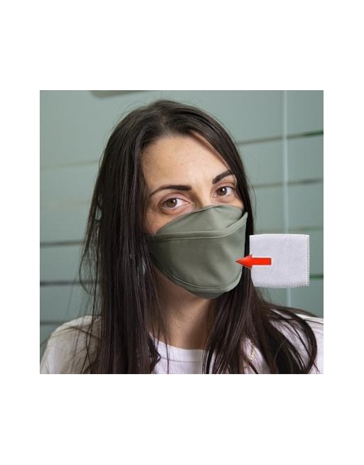 Mascherina in cotone lavabile Porta-Filtro Verde Scuro TG:XS