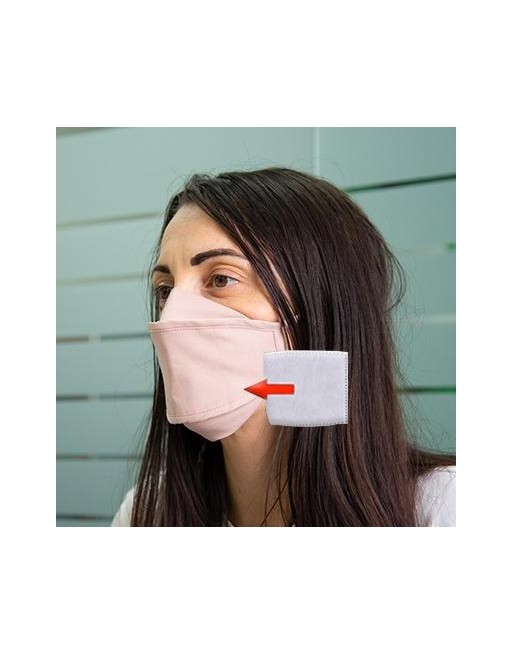 Mascherina in cotone lavabile Porta-Filtro Rosa TG:M