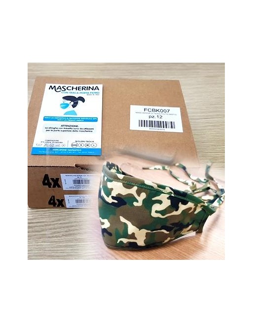 Mascherina Kit 12 pezzi Military cotone lavabile Porta-Filtr