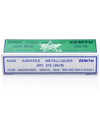 Punti metallici ZENITH 512/E mis. 26/8 - 1 scatola da 5000pz
