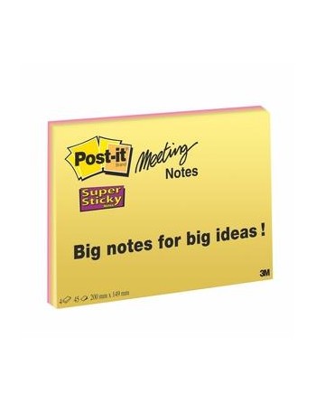 Post-it® Super Sticky Meeting Notes NEON 200 x 149 mm  4 pz.