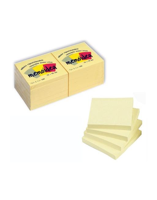12 x Foglietti MEMOIDEA 75x75 mm. giallo pastello