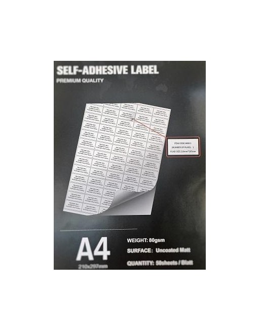 40x20cm 50Sheet Matt-Self adhesive A4/80g (65 labels/Sheet)