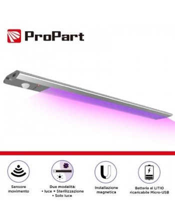 Plafoniera STERILIZZANTE 30cm LED + UV magnetica sensore PIR