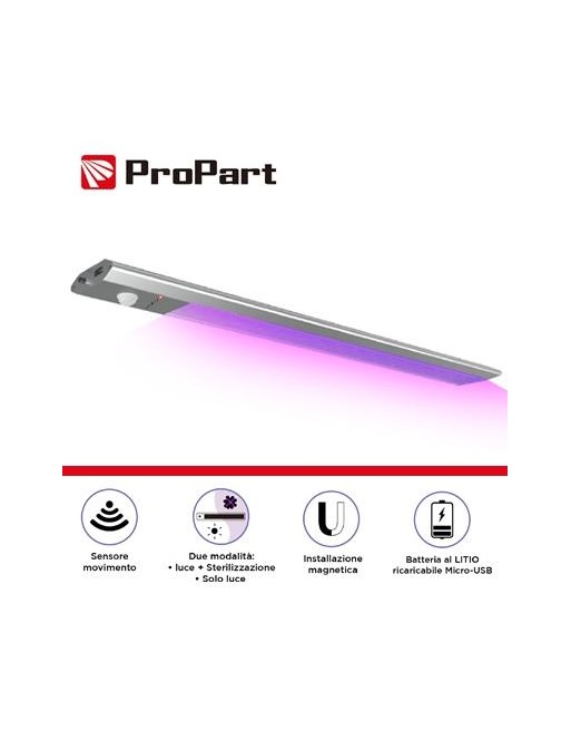 Plafoniera STERILIZZANTE 60cm LED + UV magnetica sensore PIR