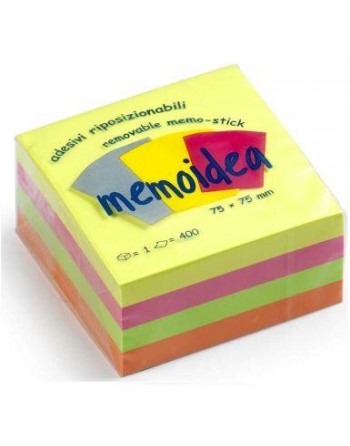 MEMOIDEA 76x76 mm colori neon assortiti - 400 fogli 