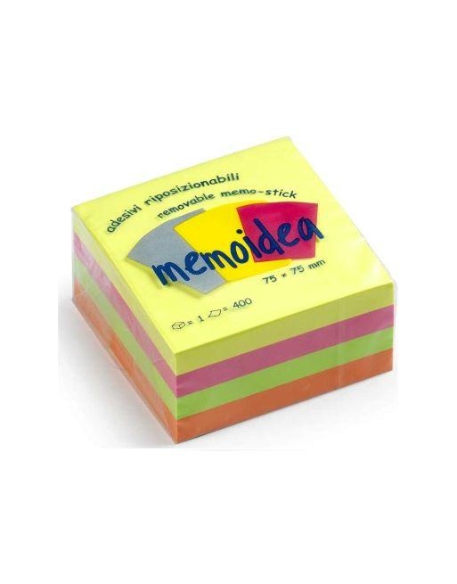 MEMOIDEA 76x76 mm colori neon assortiti - 400 fogli 